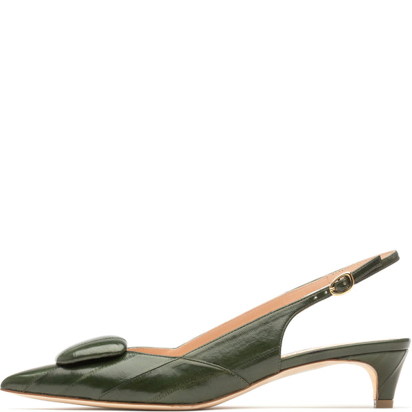 rupert sanderson Misty Hunter Green Eel 30mm Heels