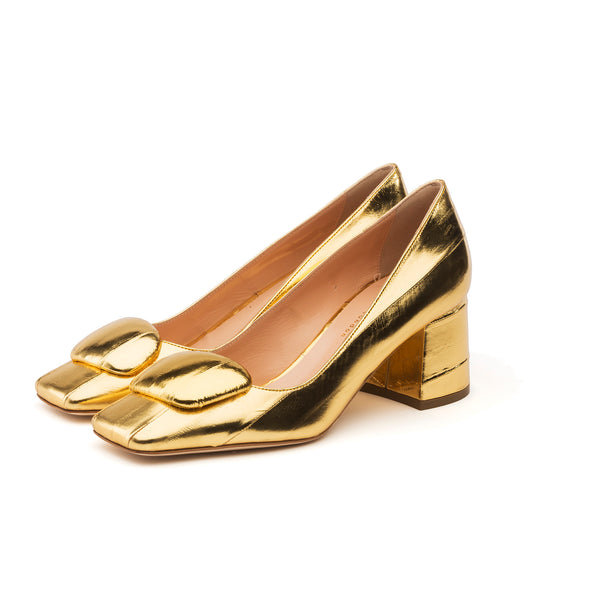 Rupert Sanderson Naxos Gold Eel 60mm Mid Heels