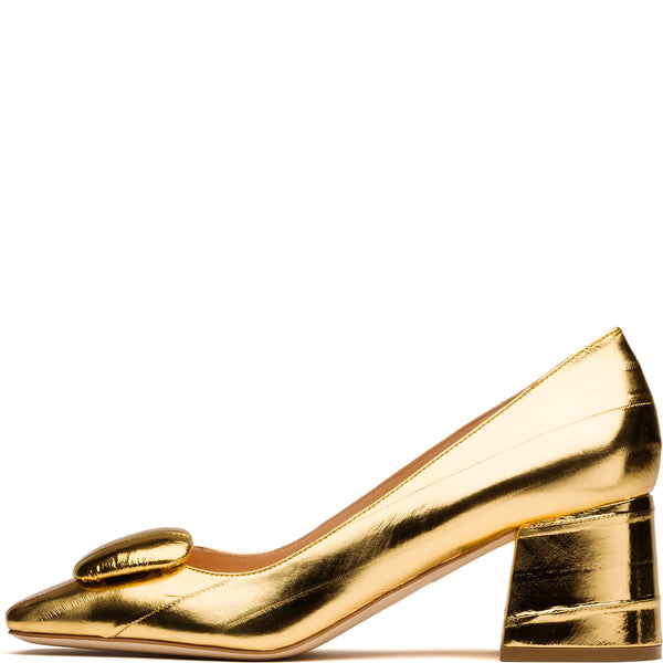 rupert sanderson Naxos Gold Eel 60mm Mid Heels