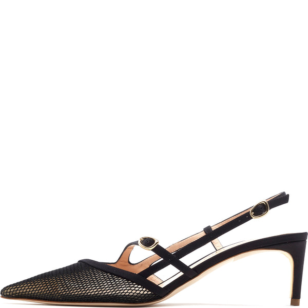 rupert sanderson Suez Black Crepe Mesh 55mm Sandals