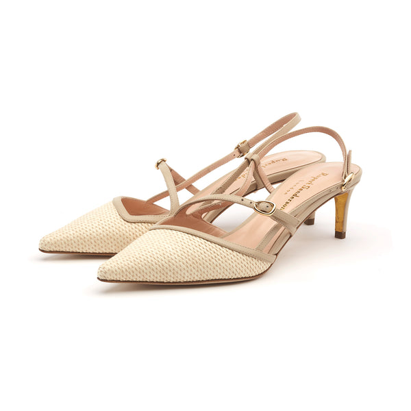 Rupert Sanderson Suez Natural Weave Calf 55mm Mid Heels