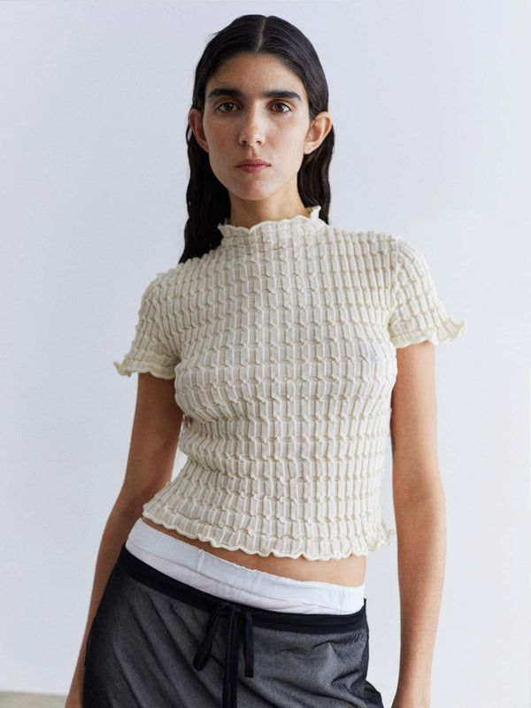 rus Chowa top Short-sleeved pleated top