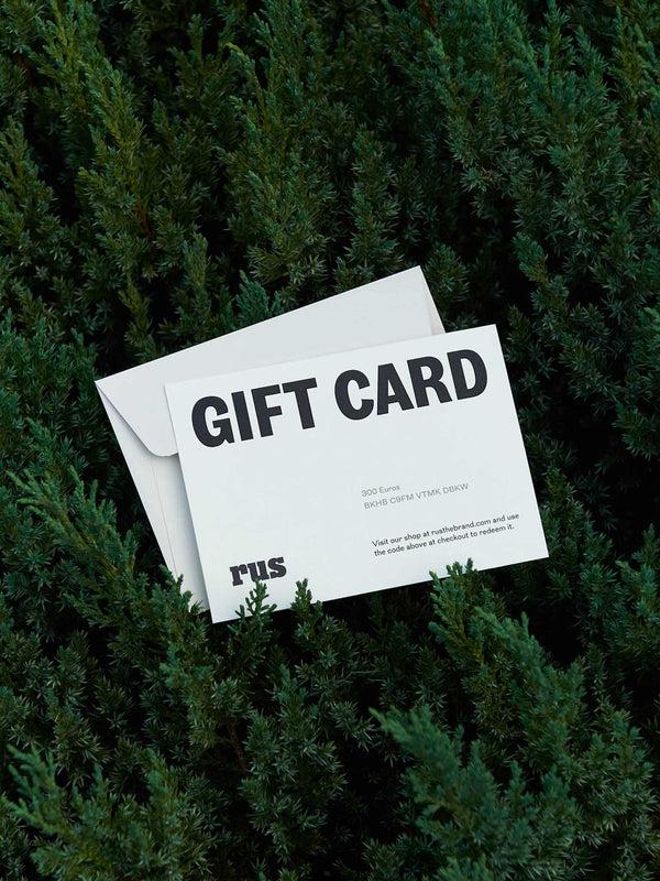 rus RUS Gift Card Shopping for someone else but not sure what to give them? RUS Digital Gift Cards are delivered by email and contain instructions to redeem them at checkout and can be used across multiple transactions. RUS Gift