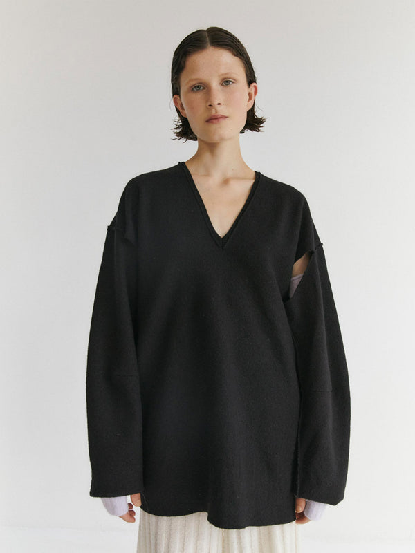 rus Henshin sweater V-neck felted sweater