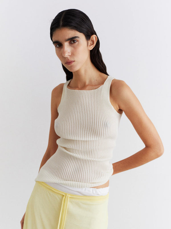 rus Junko top Ribbed sleeveless top