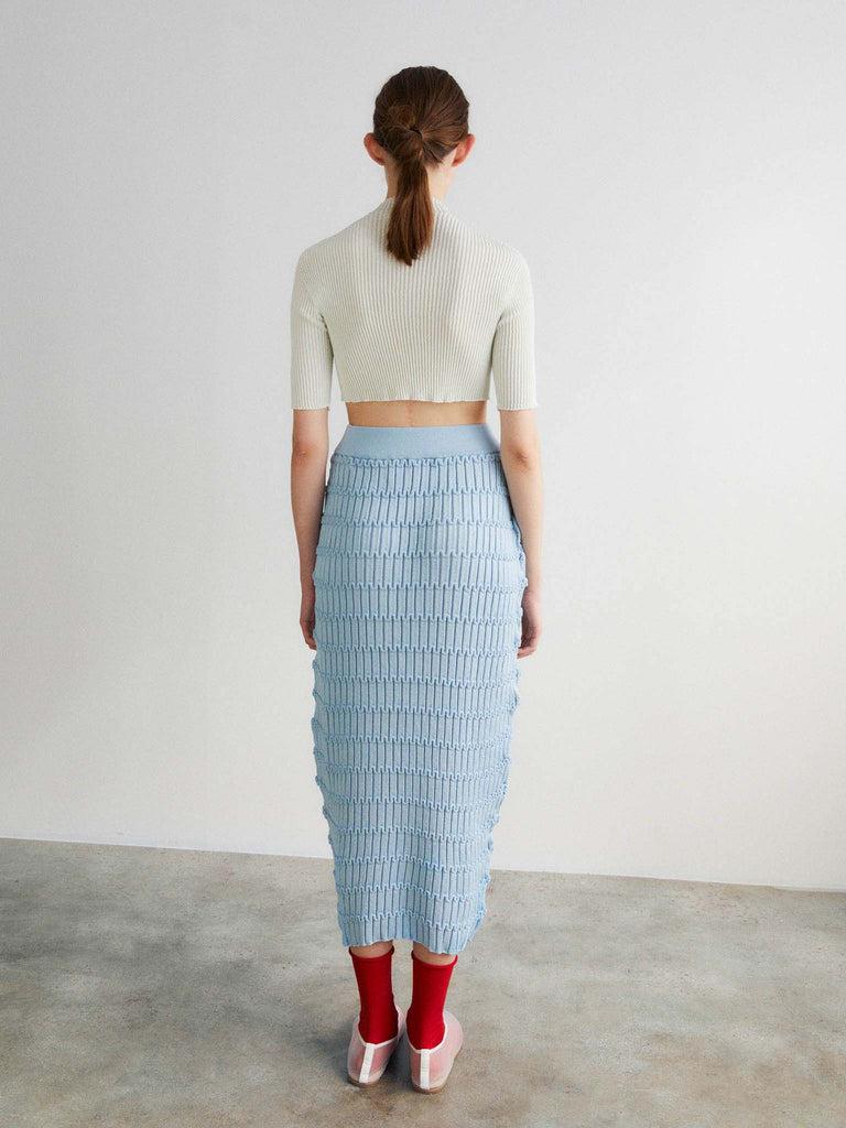 Rus Milhojas Top Ribbed Mock-neck Top