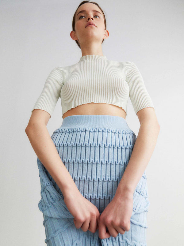 rus Milhojas top Ribbed mock-neck top