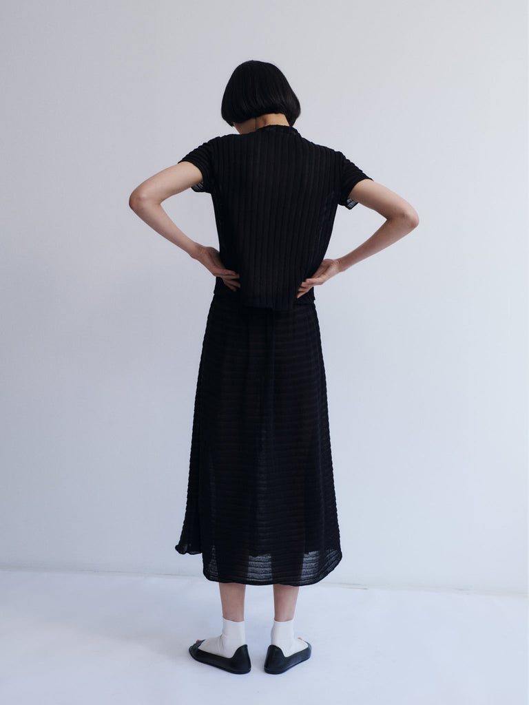 Rus Nagare Skirt Semi-sheer Pleated Skirt