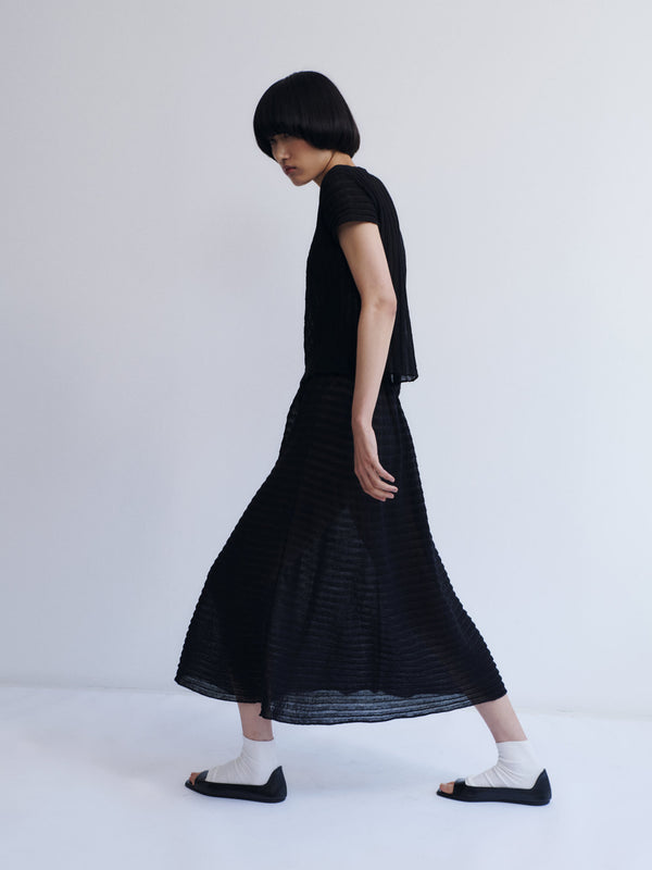 rus Nagare skirt Semi-sheer pleated skirt