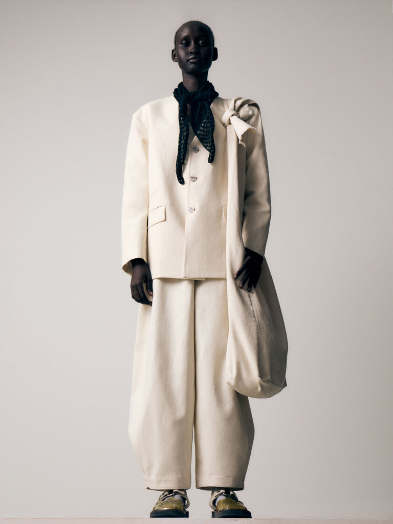 Rus Porta Blazer Collarless Suit Jacket