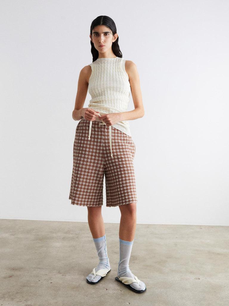 Rus Unkai Top Pleated Sleeveless Knit