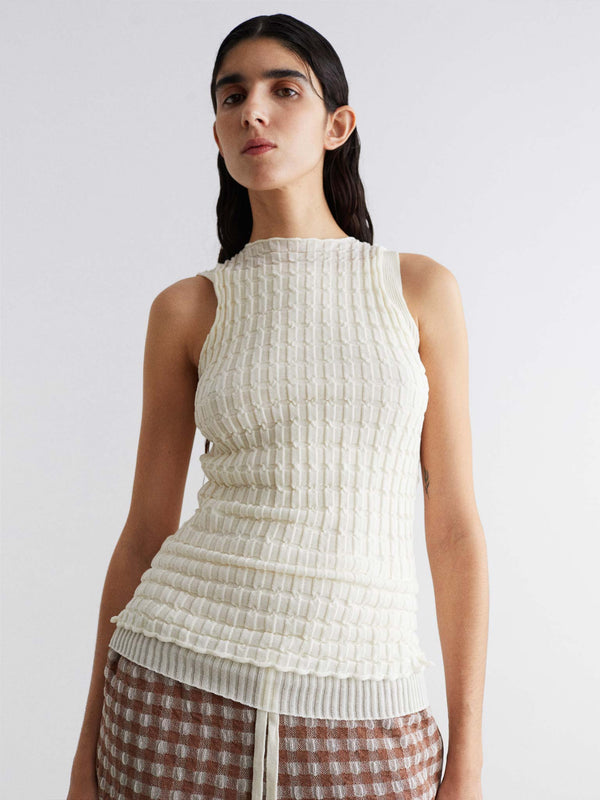 rus Unkai top Pleated sleeveless knit