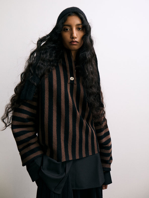 rus Shikai polo sweater Felted merino wool polo sweater