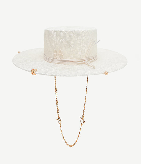 Ruslan Baginskiy Chain Strap Sisal Canotier Hat • RB United States