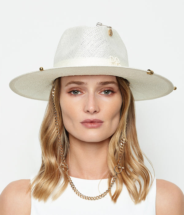 Ruslan Baginskiy Chain Strap Straw Fedora Hat • RB United States