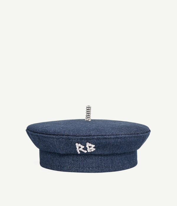Ruslan Baginskiy Crystal-Embellished Denim Beret • RB United States