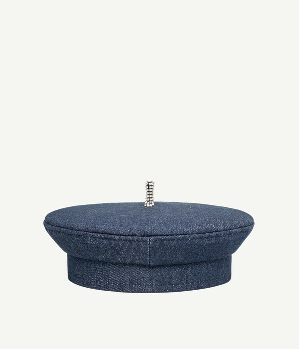 Ruslan Baginskiy Crystal-Embellished Denim Beret • RB United States