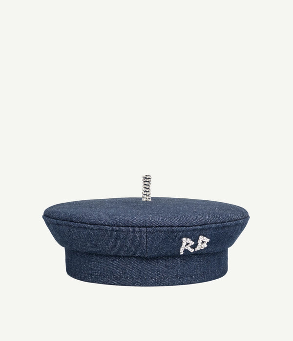 ruslan baginskiy Crystal-Embellished Denim Beret • RB United States