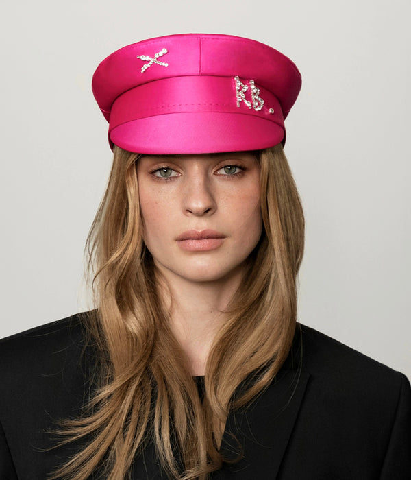 Ruslan Baginskiy Crystal-embellished Satin Baker Boy Cap • RB United States