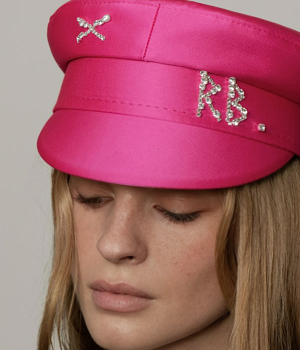 Ruslan Baginskiy Crystal-embellished Satin Baker Boy Cap • RB United States