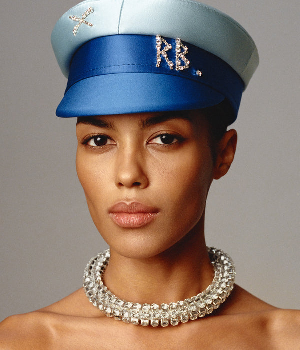 Ruslan Baginskiy Crystal-embellished Satin Baker Boy Cap • RB United States