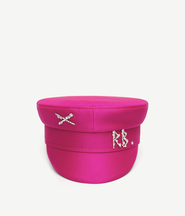 ruslan baginskiy Crystal-embellished Satin Baker Boy Cap • RB United States