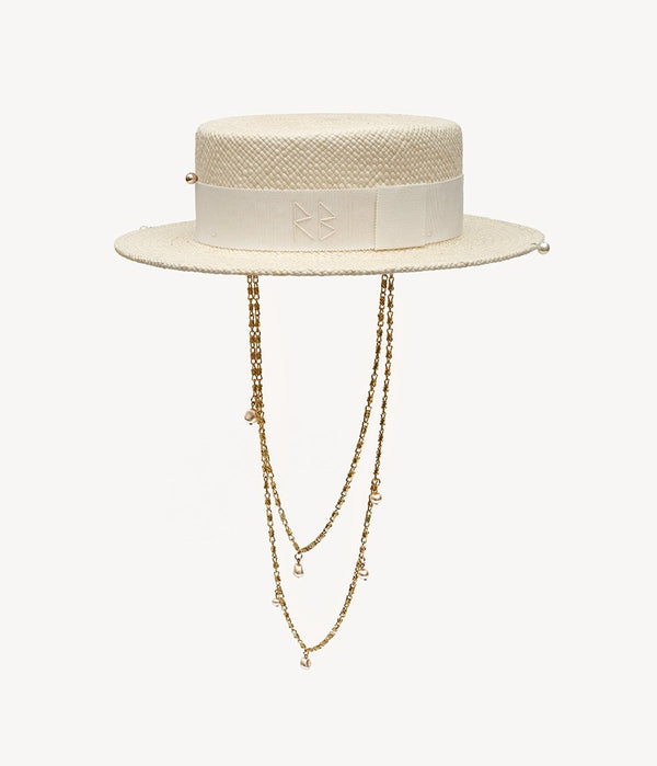 Ruslan Baginskiy Double Chain Strap Straw Boater Hat • RB United States