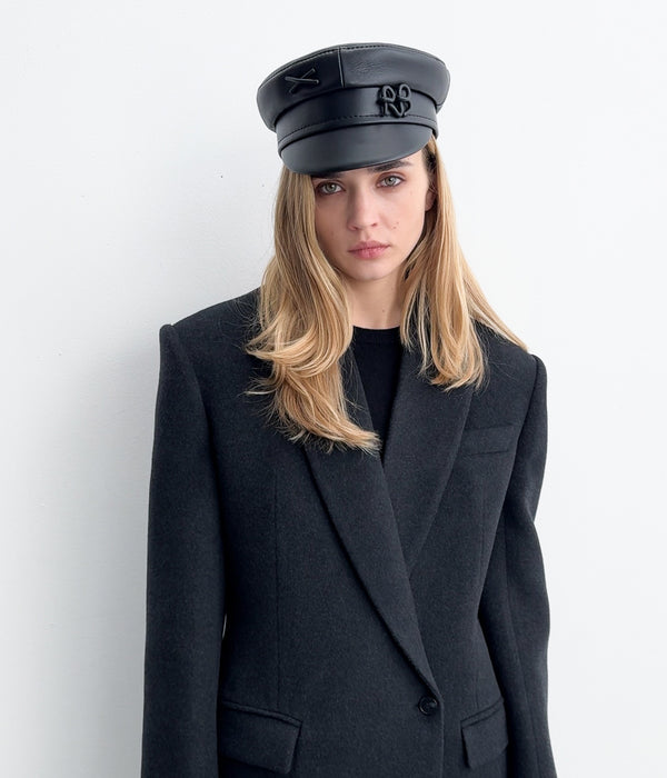 Ruslan Baginskiy Logo-embellished Leather Baker Boy Cap • RB United States