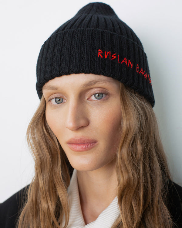 Ruslan Baginskiy Monogram-embroidered Wool Beanie • RB United States