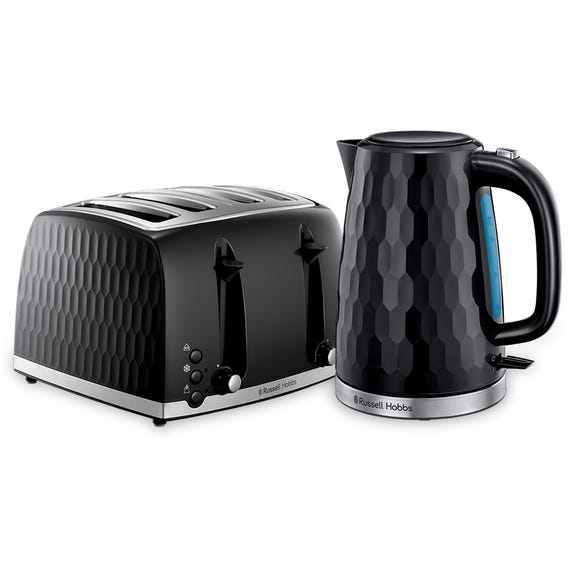 russell hobbs Honeycomb Black Kettle and 4 Slice Toaster Set