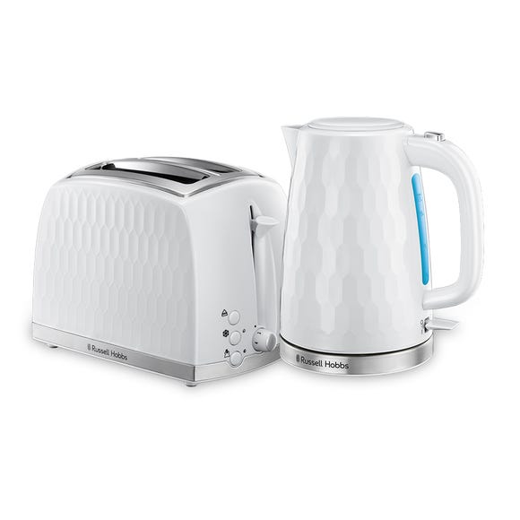 russell hobbs Honeycomb White Kettle and 2 Slice Toaster Set