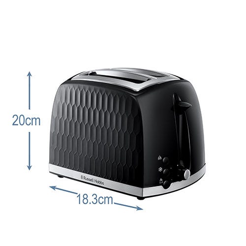 Russell Hobbs Honeycomb 2 Slice Black Toaster
