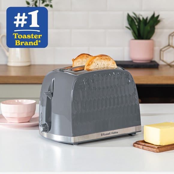 Russell Hobbs Honeycomb 2 Slice Grey Toaster