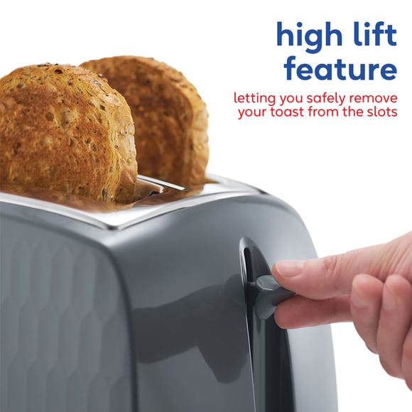Russell Hobbs Honeycomb 2 Slice Grey Toaster