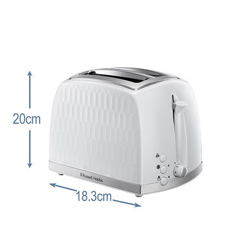 Russell Hobbs Honeycomb 2 Slice White Toaster