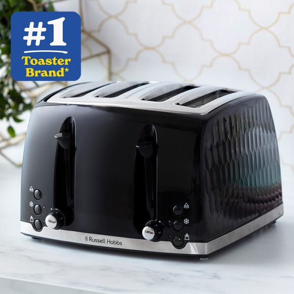 Russell Hobbs Honeycomb 4 Slice Black Toaster