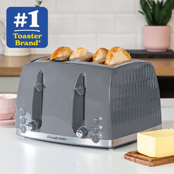 Russell Hobbs Honeycomb 4 Slice Grey Toaster