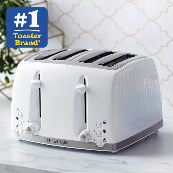 Russell Hobbs Honeycomb 4 Slice White Toaster