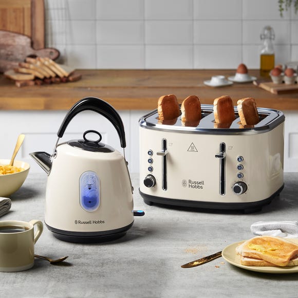 Russell Hobbs Stylevia Kettle And Toaster Cream 4 Slice