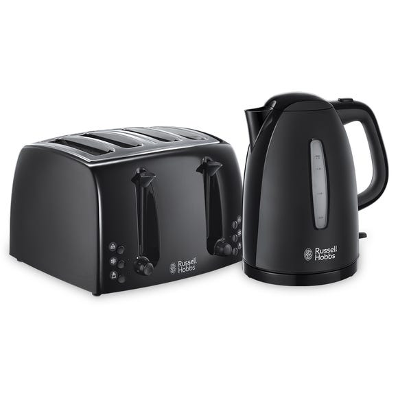 russell hobbs Textures Black Kettle and 4 Slice Toaster Set