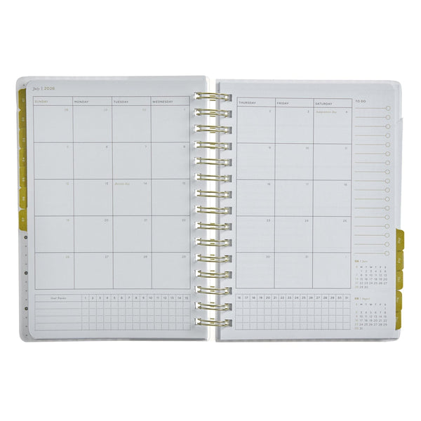 Russell Hazel 2026 A5 Weekly Planner - Spiral Vegan Leather - Black