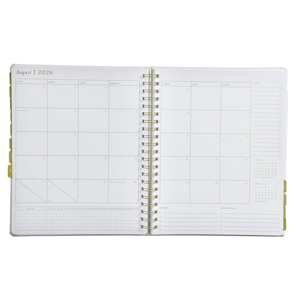 Russell Hazel 2026 January-December Weekly Planner - Spiral Vegan Leather - Black With Gold Foil