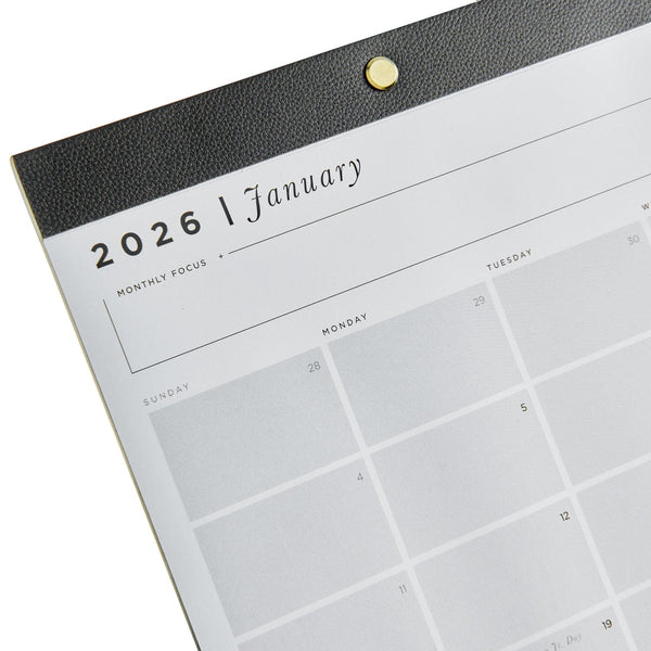 Russell Hazel 2026 Vegan Leather Desktop Calendar - 11" X 17" - 12 Months