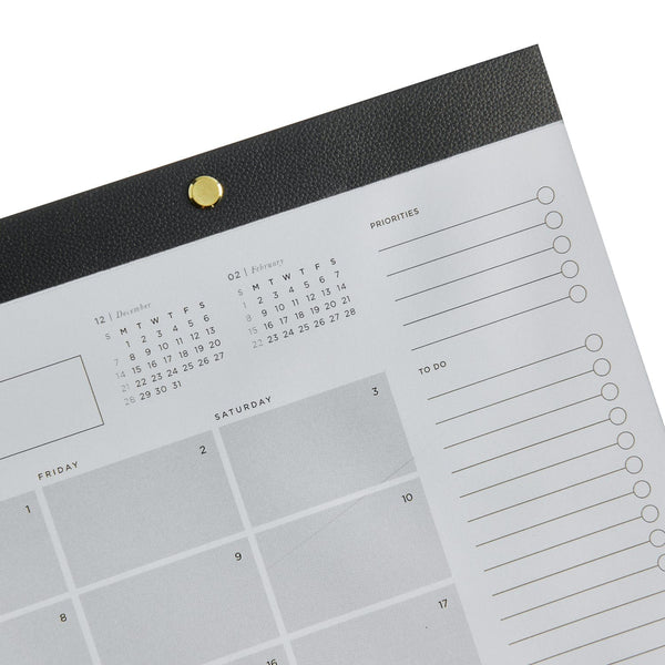 Russell Hazel 2026 Vegan Leather Desktop Calendar - 11" X 17" - 12 Months