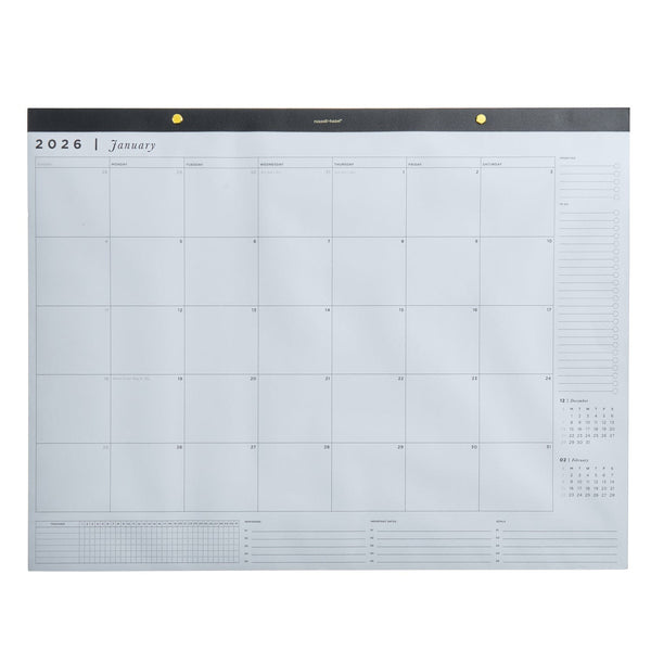 russell hazel 2026 Vegan Leather Desktop Calendar - 22" x 17" - 12 Months - December-January
