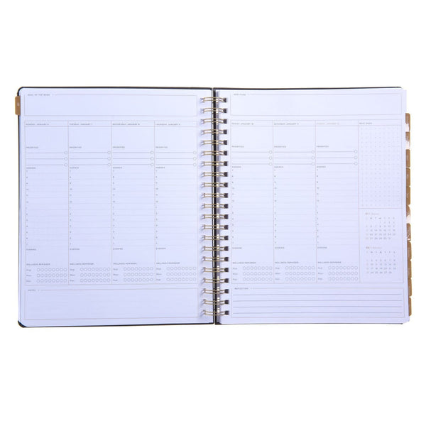 Russell Hazel 2026 Weekly Planner - Spiral Bookcloth - Blush With Gold Foil