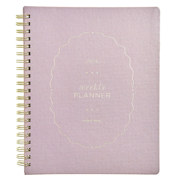 russell hazel 2026 Weekly Planner - Spiral Bookcloth - Blush with Gold Foil