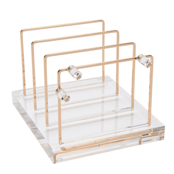 russell hazel Acrylic + Brass Collator - 6.75" xx 5.75" x 4.315" Desktop Organizer