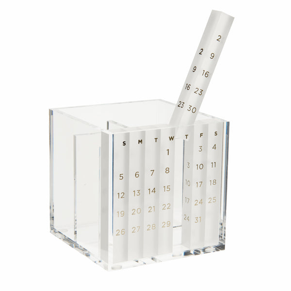 Russell Hazel Acrylic Perpetual Calendar + Pen Holder