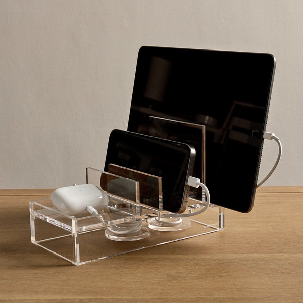 Russell Hazel Acrylic Tech Collator - Charging Station For Phone Tablets And Earbuds
